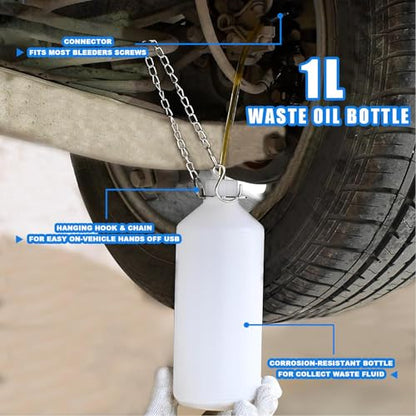 Brake Bleeder Vacuum Pump Kit, 1L Brake Bleeder Bottle with Hose, Fluid Collection Container for Motorcycle & Car Brake Bleeding, Includes Dropper - size: Brake Bleeder Tool-1pcs