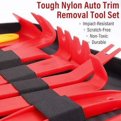 Keze 24Pcs Trim Removal Tool Set with Pick & Clip Removal Tool, Sticker Scraper, Automotive Plastic Pry Tool, Car Panel Door, Stereo, Fastener Remover Kit, for Auto Interior, Molding, Dash(Red) - color: Red-Auto Trim Removal Tool Kit