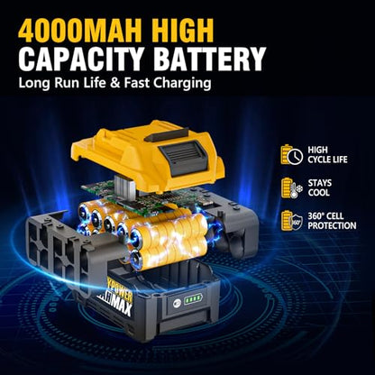 ALLOYPOWER Cordless Brushless Impact Wrench, 1475 ft-lbs (2000N.m), 1/2 High Torque power impact gun, 3-Mode Speed, 4000mAh Battery, 3 Sockets, Electric Impact Wrench Set for Car Tire Truck RV Mower - style: 1475Ft-lbs /1x Battery