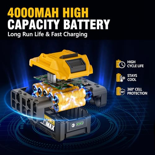 ALLOYPOWER Cordless Brushless Impact Wrench, 1475 ft-lbs (2000N.m), 1/2 High Torque power impact gun, 3-Mode Speed, 4000mAh Battery, 3 Sockets, Electric Impact Wrench Set for Car Tire Truck RV Mower - style: 1475Ft-lbs /1x Battery