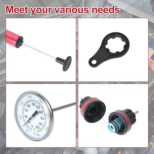 14pcs Automotive Cooling System Tester Radiator Pump Pressure Leak Tester Gauge Tool Kit,Coolant Pressure Tester Kit with Aluminum Hand Pump and Adapters - color: Red 3
