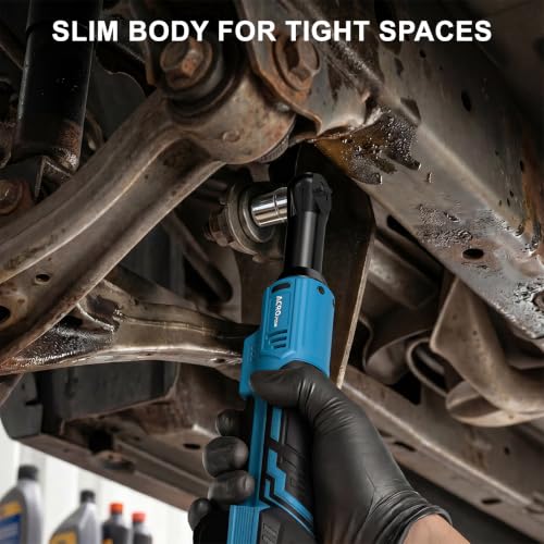 ACROPOW 3/8" Cordless Ratchet Wrench, For Ma-kita 18V Battery | 45Ft-Lbs Extended Electric Ratchet, Variable Speed, 1/4" Adapters, 3" Extension Bar, Bare Tool Only