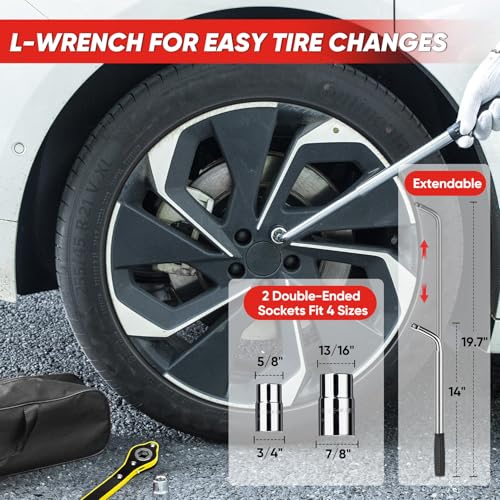 SHALL Car Jack 2 Ton (4409 lbs), Scissor Car Jack Kit with Extended & Widened Base, 360° Rotatable Rubber Pad, Tire Changing Kit with Ratchet & Lug Wrench - Scissor Lift Jacks for Cars, SUV, MPV
