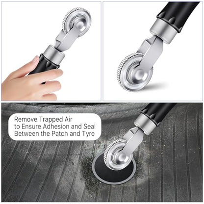 Supkiir Tire Repair Patch Tools Tire Buffing Wheels, 42 mm 55mm Tungsten Steel Buffing Wheel and 6mm Tire Patch Roller with Scraping Cutter for Car Truck Tire Grinding Polishing Accessories Kit