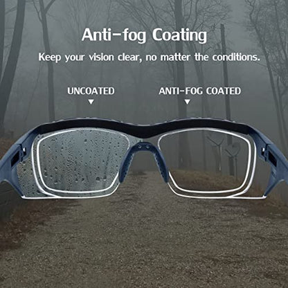 UKNOW Safety Glasses Anti Fog, Eye Protection with Clear UV Protection Lenses & Side Shields, ANSI Z87.1 Protective Eyewear - color: Slate