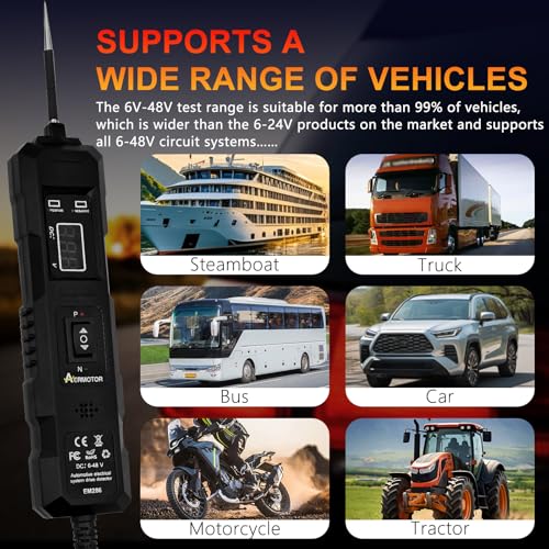 6V-48V DC Car Power Circuit Probe Tester with Dual LED Lights | Electric Circuit Tester Automotive,Fuse & Voltage Tester,Electrical Automotive Digital Display Short Finder with 4.5M Cable