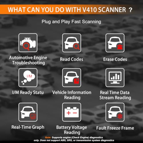 OBD2 Scanner, V410 Car Scanner Diagnostic Tool: Engine Fault Code Reader Scan Tool with Live Data/Freeze Frame for All OBDII Cars After 1996,Black - color: black