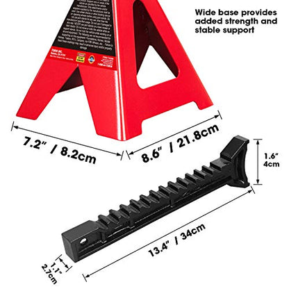 BIG RED T43006 Torin Steel Jack Stands (Fits: SUVs and Extended Height Trucks): 3 Ton (6,000 lb) Capacity, Red, 1 Pair - size: 3 Ton, style: SUV Extended