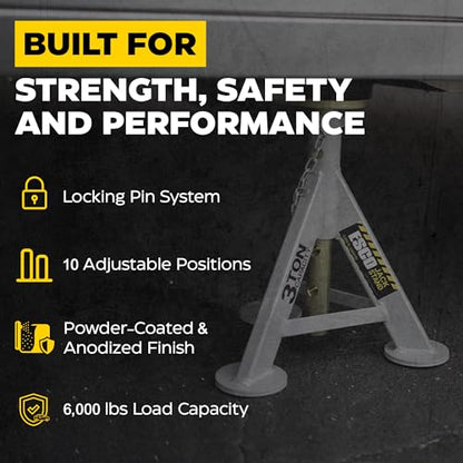 3 Ton Performance Jack Stands, Pair - style: 3 Ton - Flat Rubber Saddle