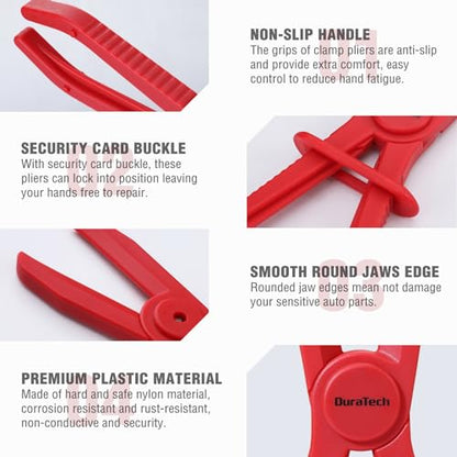 DURATECH 3-Piece Hose Pinch Clamp Pliers for Fuel, Brake and Radiator Hoses | Pinch Pliers, Line Clamp Pliers Set - size: 3-Piece, style: Straight