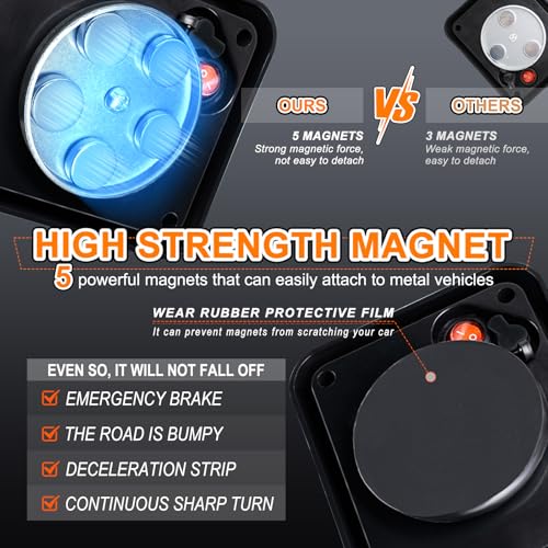 2PCS LED Magnetic Strobe Lights, White Strobe Beacon Warning Light | Battery Operated Portable Wireless Beacon Road Flares Emergency Rechargeable Flashing Lights for Vehicles, Truck, ATV,Van,RV - color: White