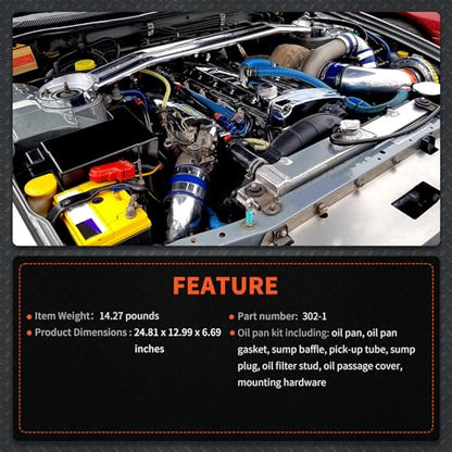 labwork 302-1 Aluminum Oil Pan Kit Replacement for GM Muscle Classi Car Truck 4.8L 5.3L 6.0L 6.2L 1955-1987