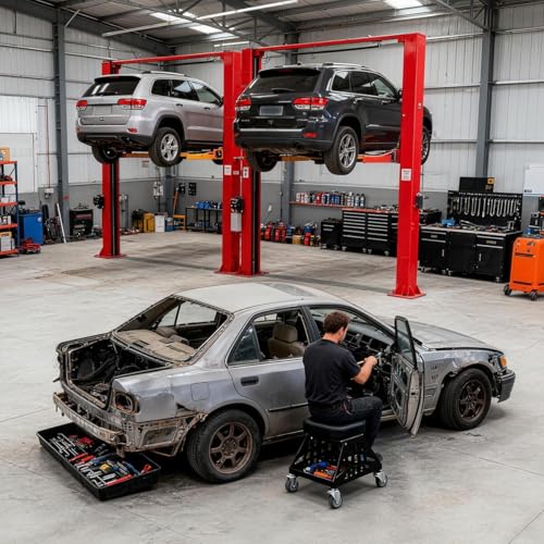 Heavy Duty Rolling Mechanics Seat,400 LBS Capacity Garage Stool, Tools for Automotive Auto Repair (Black) - color: Black