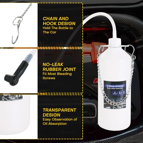 3L Brake Bleeder Kit with 1L Collection Bottle&4 Reservoir Adapters | Manual Brake Bleeder, Brake Pressure Bleeder Kit, One-Person Brake Lluid Bleeder Kit for Brake and Clutch Systems