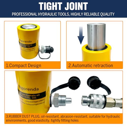 10T Mini Hydraulic Cylinder Jack Porta Power Ram 2" Stroke,CP-180 Manual Hydraulic Hand Pump Multi Section Jack,Single Acting Lifting Cylinders for Short Distance Lifting Leveling Machinery - size: 10T，2"+CP180 PUMP