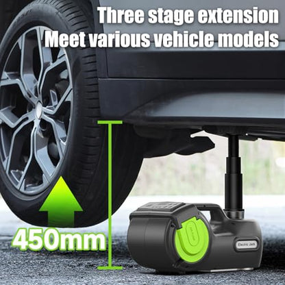 5-Ton Electric Hydraulic Car Jack Kit with Impact Wrench, 6.1-20.87 inch Lifting Range, 12V Emergency Tire Removal Tool Set with Window Breaker, Battery Clamps & Anti-Slip Gloves