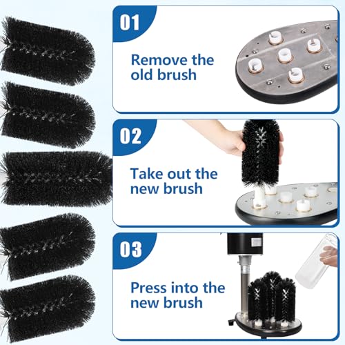 BRS-1722 Glass Washer Replacement Brush Set Part(4 pcs 6-inch Brushes +1 pc 7.5-inch Brush) Compatible with Bar Maid Glass Washer, Replacement SS-100, SS-101, A-200, A-205