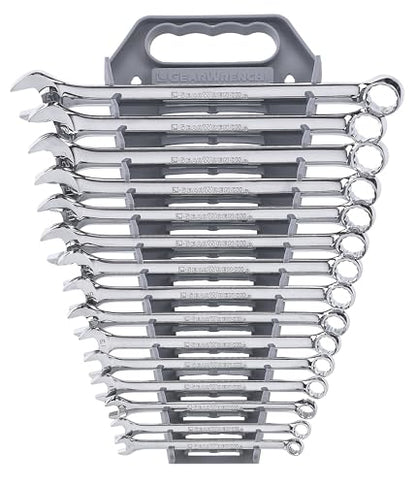 GEARWRENCH 15 Pc. 12 Pt. Combination Wrench Set, Long Pattern, Metric - 81902 - size: 15 Pc, style: With Wrench Rack