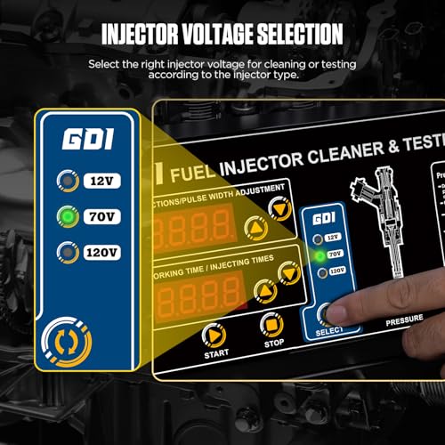 CT400 Fuel Injector Cleaner Tester Machine for GDI EFI FSI PIEZO Gasoline Injectors, 6-Injector Ultrasonic Cleaning and Testing Machine, 12/70/120V Injector Drive, 12 Functions, 110V