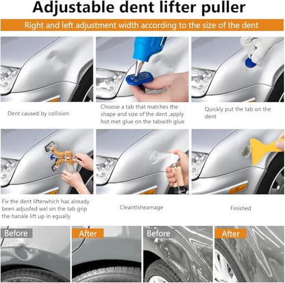 Car Dent Puller Kit, Painless Dent Removal Kit with Adjustable Dent Lifter, Hot Glue Gun, Dent Puller for Small Dents & Big Dents,Reusable Car Body Dent Repair Tool - size: 48PCS