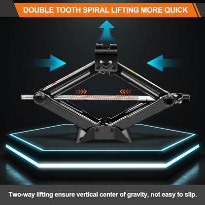 Car Jack Kit | Scissor Jack for Car 2 Ton- Tire Jack Tool Kit | Portable, Ideal for SUV and Auto - Universal Car Emergency Kit, Compact Car Jack Kit, Heavy Duty Tire Changing Kit