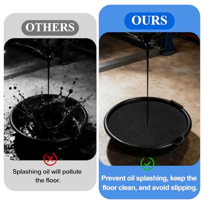 6 Pack Oil Drain Splash Pad 15 inch Round Drain Pan, Black | Splash Pad for Oil Car Changing Oil Transmission Drains Pan Oil Change Pans Oil Mat for Automotive Repair and Technicians