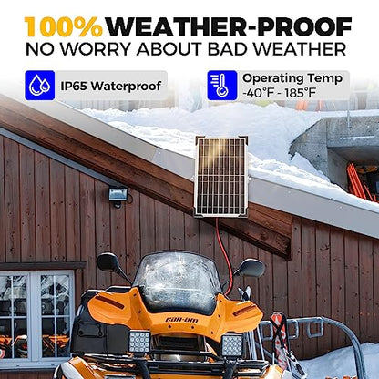 Voltset 10W 12V Solar Panel Battery Charger Trickle Maintainer Kit | Smart Charge Controller, Waterproof, Safety Protections, for Car RV Boat Marine Trailer Automotive Trailer Truck Motorcycle - size: 10W