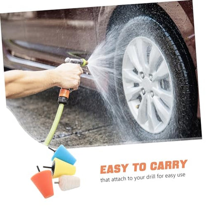 Zerodeko 4pcs Wheel Polishing Sponge Buffing Kit Durable Car Cleaning Pads with Polishing Cone for Automotive Detailing and Hub Shine Restoration