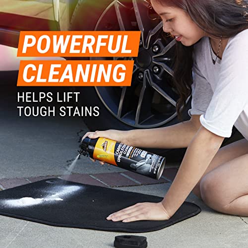 Armor All Carpet and Upholstery Cleaner Spray for Tough Stains, 22 Fl Oz | Includes removable scrub brush and New Car Scent; helps eliminate pet, food and smoke odors in car interiors