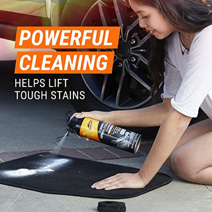 Armor All Carpet and Upholstery Cleaner Spray for Tough Stains, 22 Fl Oz | Includes removable scrub brush and New Car Scent; helps eliminate pet, food and smoke odors in car interiors