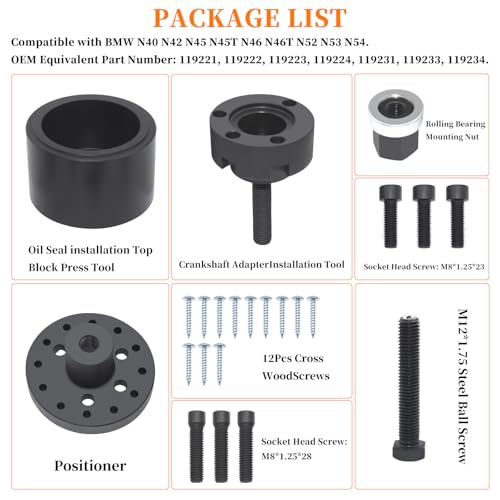 Crankshaft Front Oil Seal Installer & Removal Tool Kit, Compatible With BMW N40 N42 N45 N46 N52 N53 N54, With Carrying Case & Gloves