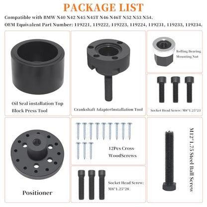 Crankshaft Front Oil Seal Installer & Removal Tool Kit, Compatible With BMW N40 N42 N45 N46 N52 N53 N54, With Carrying Case & Gloves