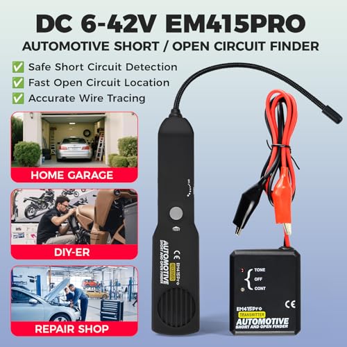 EM415Pro Automotive Wire Tracer Electrical Tool-Car Circuit Breaker Finder, Auto Circuit Fault Probe Tester, 6-42V Low-Voltage Open & Short Circuit Cable Tracker for Cars Truck Boat Trailers