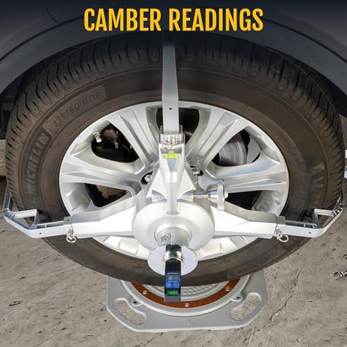 Digital Camber Caster Gauge, LCD Display, Magnetic Base, Home Garage Wheel Alignment Tool, -90° to +90° Range