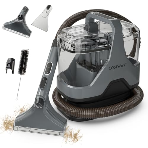 COSTWAY Upholstery Cleaner Machine, Portable Spot Cleaner with 15Kpa Powerful Suction, 600W Cleaning Machine with Versatile Attachments for Couch, Stairs, Carpet, Pet Messes