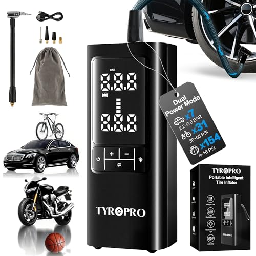 Ai Tire Inflator Portable Air Compressor 150PSI with 15000mAh Power Bank 5X Fast Inflation Digital Gauge Flash Light and Auto Shut Off, Cordless Tire Inflator for Cars, Bikes, Balls and More