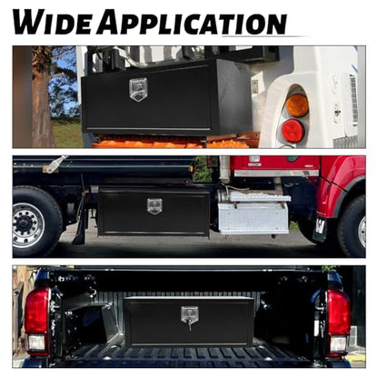 Heavy Duty Steel Plated Underbody Truck Tool Box with T-Handle Lock, Waterproof Tongue Box for Storage with Smooth Surface for Truck, Pickup, RV, Trailer - Black, 36" x 12" x 14" Inch - size: 36" x 12" x 14"