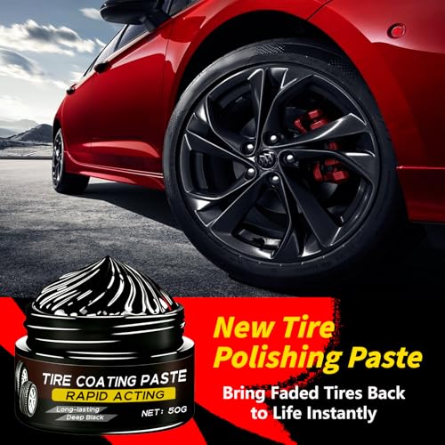 Premium Tire Coating & Trim Restorer, Bring Back the Original Deep Black Shine to Rubber and Plastic, Long Lasting Gloss Finish, Tire Coating Paste for Car Tire Plastic Trim Care, Maintenance (2 Set)