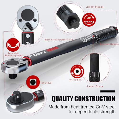 1/2" Drive Click Torque Wrench, 72 Tooth Dual-Direction Adjustable, Dual Scale, ±3% Accuracy, for Bicycle, Motorcycle, Automotive Repair and Maintenance - size: 1/2"