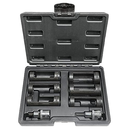Strut Nut Socket 16mm 18mm 19mm 21mm 22mm 24mm with 12 Point 1/2" Drive Suspension Strut Spreader Socket 8pc Shock Absorber Tool - size: 8PC