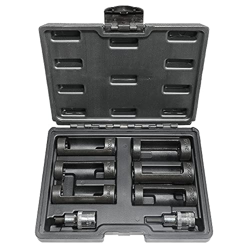 Strut Nut Socket 16mm 18mm 19mm 21mm 22mm 24mm with 12 Point 1/2" Drive Suspension Strut Spreader Socket 8pc Shock Absorber Tool - size: 8PC