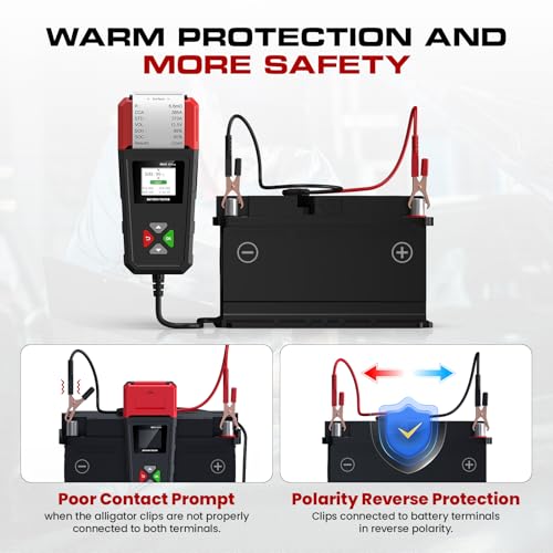 Car Battery Tester with Printer 6V 12V 24V 100-2000CCA Battery Load Tester | Compatible for Lead-Acid, AGM, GEL, EFB Batteries, Automotive Digital Battery Analyzer for Car, Truck, Motorcycle, ATV, Boat - color: Black + Red