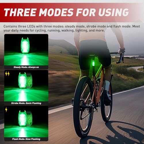 Nilight LED Safety Light 4PCS Green Marine Navigation Bike Tail Lights Three Modes Waterproof Reflective Gear Clip On Flash Strobe Indicator Lamp for Night Boating Fishing Cycling Jogging - color: 3LED Safety Light-Green