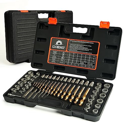 62 Pcs Screw Extractor Set,Left Hand Drill Bit,Bolt Screw Extractor Kit | High-Hardness,Wear Resistance,Easy Out Screw,Stocking Stuffers for Men,with Portable Case,Gifts for Adults Him,Home DIY - size: 62PCS