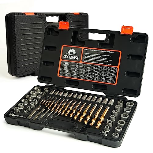 62 Pcs Screw Extractor Set,Left Hand Drill Bit,Bolt Screw Extractor Kit | High-Hardness,Wear Resistance,Easy Out Screw,Stocking Stuffers for Men,with Portable Case,Gifts for Adults Him,Home DIY - size: 62PCS