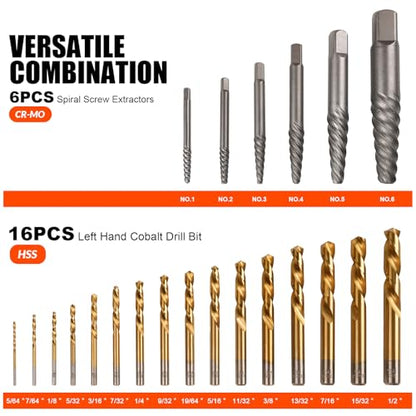 Damaged Screw Extractor Set 55 Pcs,Left Handed Drill Bit Screw Extractor | High-Hardness,Wear Resistance,Easy Out Screw,Stocking Stuffers for Men,with Portable Case,Gifts for Adults Him,Home DIY - size: 55PCS