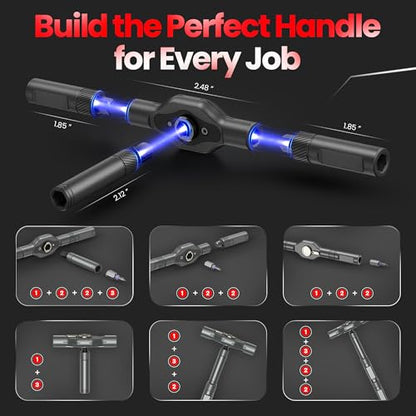 24 in 1 Magnetic Ratchet Screwdriver Set, Magnetic Screwdriver Set with Multi-Bit Ratcheting Handle & Bit Magnetizer, Compact Repair Tool Kit with Storage Case for Furniture, Computer, Bicycle and DIY - size: 24 in 1