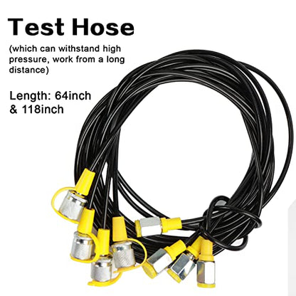Hydraulic Pressure Test Kit with 5 Gauges, 10/100/250/400/600bar, 24 Couplings 4 Test Hoses Pressure Gauge Set for Excavator Construction Machinery