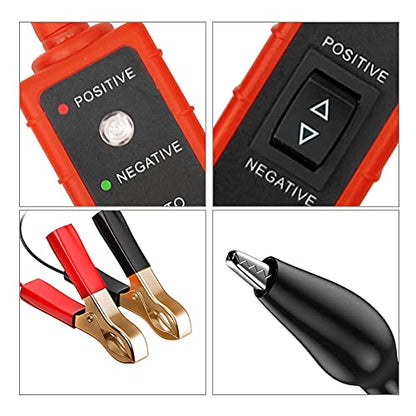 Power Circuit Probe Tester 6V-24V DC Test Light Automotive Circuit Tester 12V Auto Electrical Tester 12 Volt Component Activation, Polarity Identify, with LED Light, 13FT Cable, Overload Protection