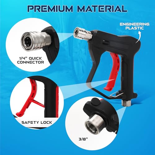 Foam Cannon for Pressure Washer with Short Gun Kit, Snow Foam Lance, 3/8" Swivel Quick Connect, M22-14mm M22-15mm Adapter, 5 Nozzle Tips, Dual Connector System, 1.1mm Orifice